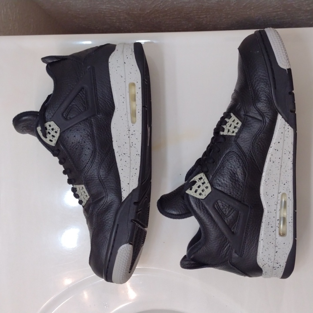 Air Jordan 4 Retro Black Oreo Tech Grey LS Mens Sneakers 314254-003 Size 12 - Picture 4 of 14